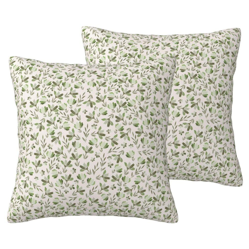 5387 Spring Daisy Floral Pillow Covers 18x18 Set of 2 Sage Green Decorative